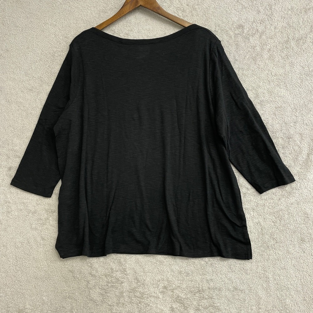 NEW Kirkland Signature Women's Size XXL Black 3/4 Sleeve Boatneck Slub Tee - Picture 4 of 10
